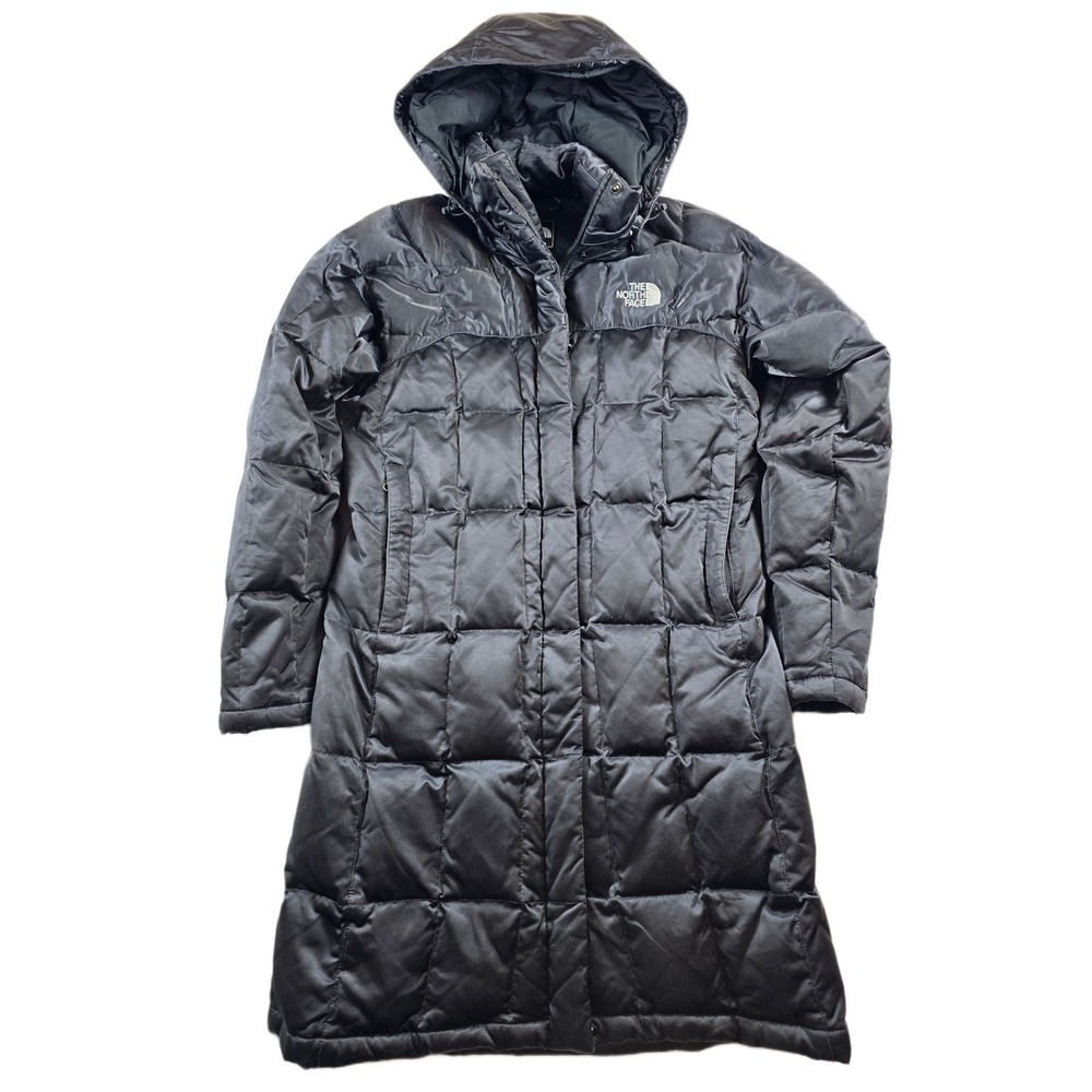 The North Face Metropolis Goose Down Parka Women Small Black Quilted Hooded Coat
